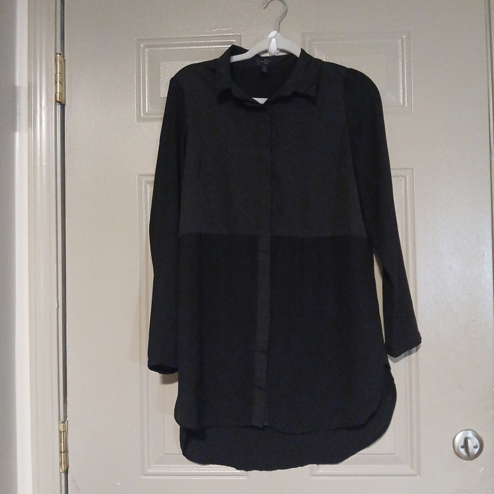Jessica Simpson High -Low Button Front Tunic Top Woman Size S